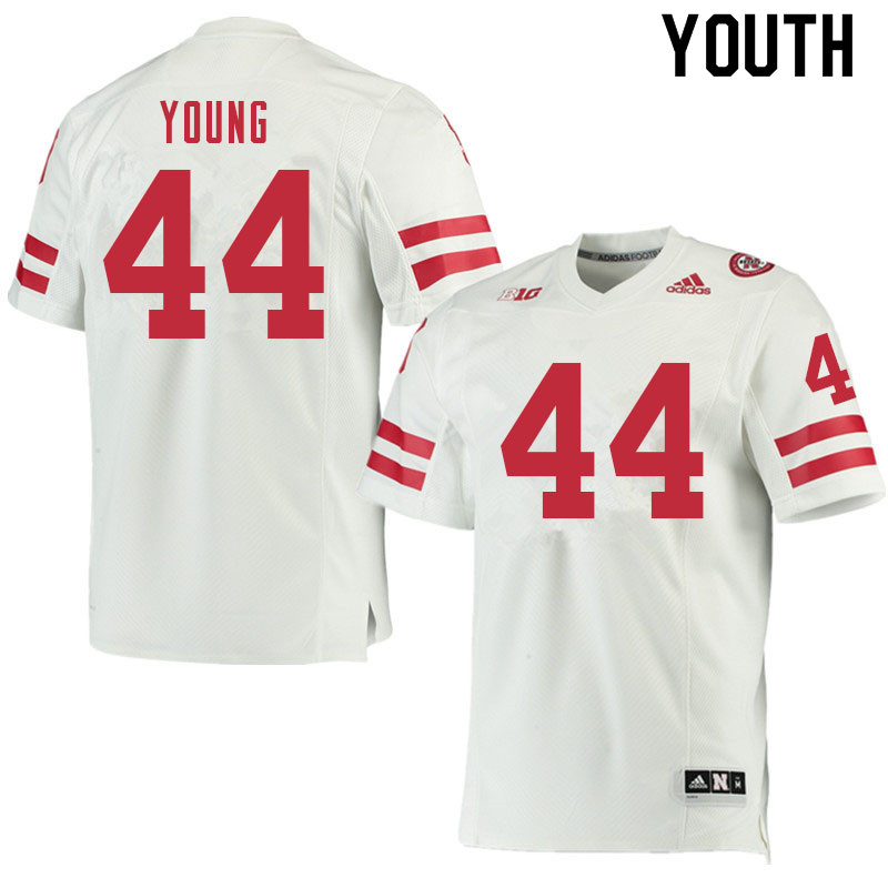 Youth #44 Aiden Young Nebraska Cornhuskers College Football Jerseys Sale-White